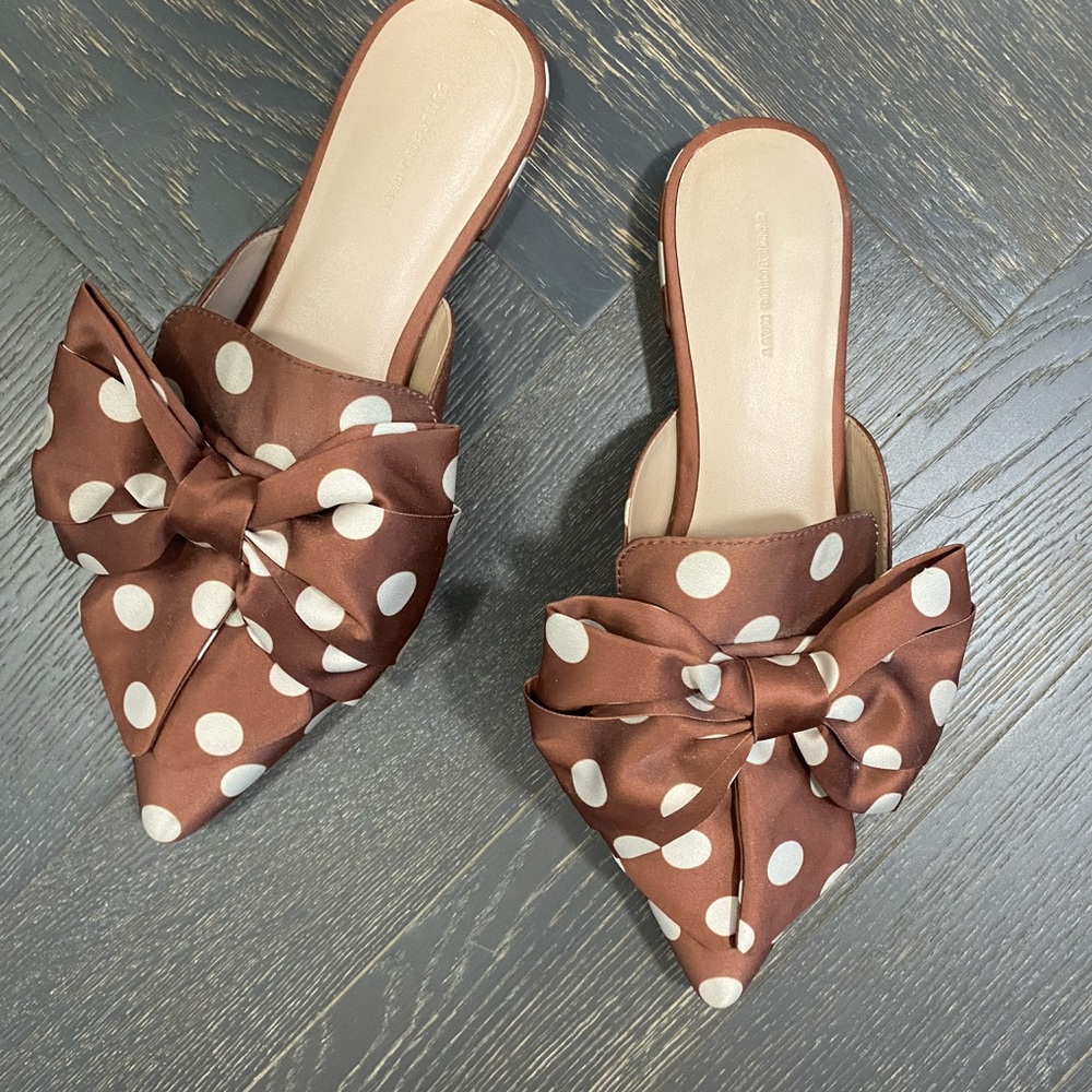 **LAST CHANCE** Something Navy Brown & White Polka Dot flats - Size 7